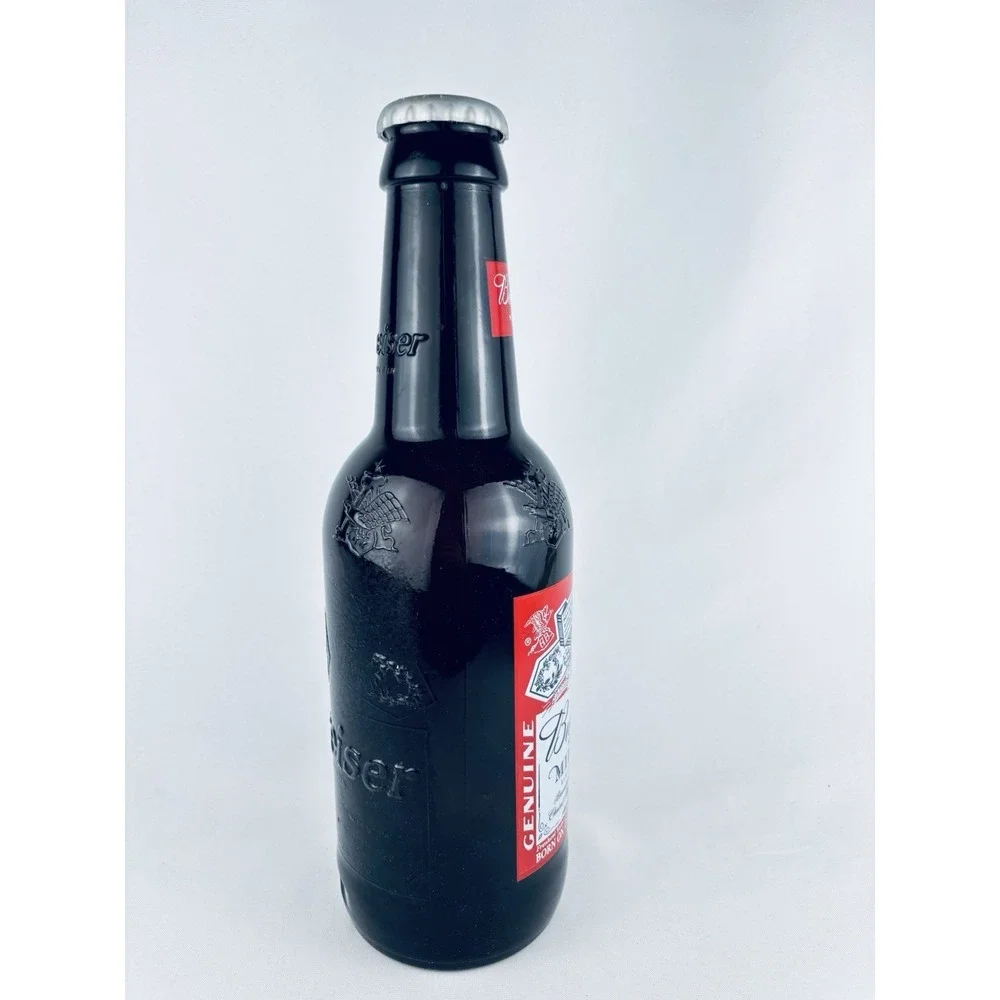 Vintage Budweiser Millennium Glass Beer Bottle Coin Bank Display Piece 14.5''